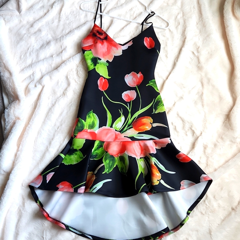 Black high low above the knee dress